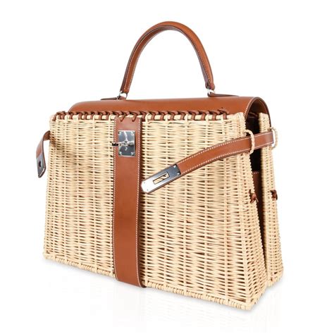 hermes wicker bag price|hermes picnic kelly bags for sale.